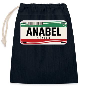 Anabel Plaques de véhicule mexicaines personnalisées w nom - Sac cadeau en coton avec cordon (25 x 30 cm) - bleu marine - Devant