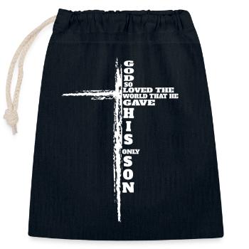 John 3:16 Christian Kreuz Bibel Bibelvers - Verschließbarer Geschenkbeutel aus Baumwolle (25x30cm) - Navy - Vorne