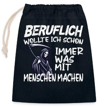 Beruflich was mit Menschen machen - Sensenmann - Verschließbarer Geschenkbeutel aus Baumwolle (25x30cm) - Navy - Vorne