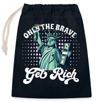 Only the brave get rich - Verschließbarer Geschenkbeutel aus Baumwolle (25x30cm) - Navy - Vorne