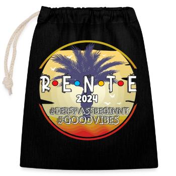 Retirement 2024 - the fun begins - Closable cotton gift bag (25x30cm) - black - Front