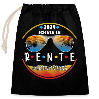 Rente 2024 - gute vibes - Verschließbarer Geschenkbeutel aus Baumwolle (25x30cm) - Schwarz - Vorne