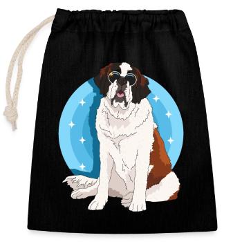 Bernhardiner Hund St. Bernhardshund Geschenk - Verschließbarer Geschenkbeutel aus Baumwolle (25x30cm) - Schwarz - Vorne