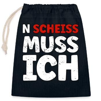 N Scheiss muss ich - Verschließbarer Geschenkbeutel aus Baumwolle (25x30cm) - Navy - Vorne