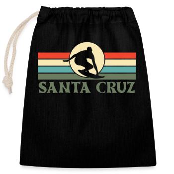 Santa Cruz, CA, California - Closable cotton gift bag (25x30cm) - black - Front