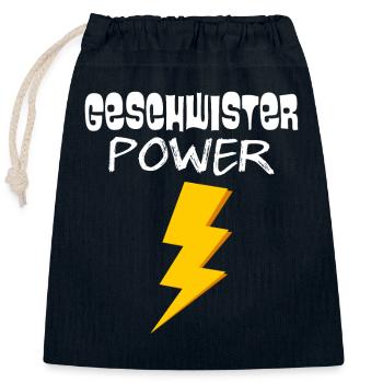 Geschwister Power - Verschließbarer Geschenkbeutel aus Baumwolle (25x30cm) - Navy - Vorne