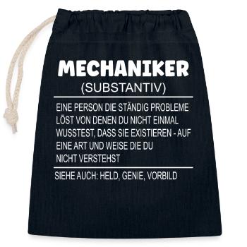 Wörterbuch Erklärung MECHANIKER Held, Genie - Verschließbarer Geschenkbeutel aus Baumwolle (25x30cm) - Navy - Vorne