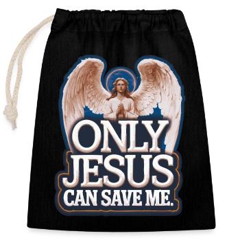 Only Jesus can save me christliches Design - Verschließbarer Geschenkbeutel aus Baumwolle (25x30cm) - Schwarz - Vorne