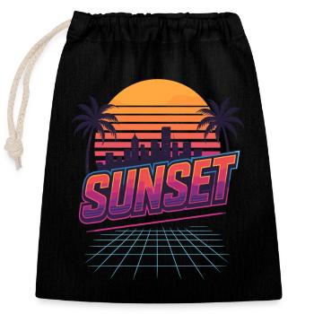 Retro Sunset - 80s Style - Closable cotton gift bag (25x30cm) - black - Front