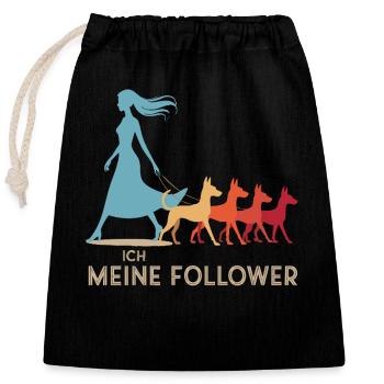 Ich & meine Follower – Hundehumor Design - Verschließbarer Geschenkbeutel aus Baumwolle (25x30cm) - Schwarz - Vorne