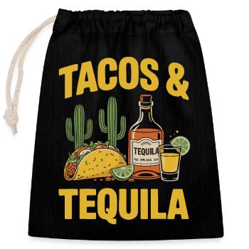 Tacos & Tequila – Fiesta Design für Mexiko-Fans - Verschließbarer Geschenkbeutel aus Baumwolle (25x30cm) - Schwarz - Vorne