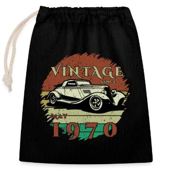55ème Anniversaire - Classique - Millésime depuis 05/1970 - Sac cadeau en coton avec cordon (25 x 30 cm) - noir - Devant