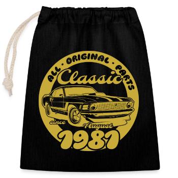 44. Geburtstag - Klassiker Musclecar 08/1981 - Verschließbarer Geschenkbeutel aus Baumwolle (25x30cm) - Schwarz - Vorne