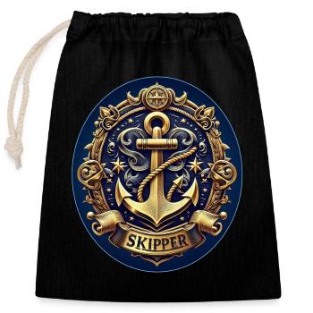 Skipper Logo - Verschließbarer Geschenkbeutel aus Baumwolle (25x30cm) - Schwarz - Vorne
