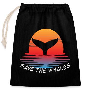 Save the Whales Ocean Orca Blue Whale Humpback Whale - Closable cotton gift bag (25x30cm) - black - Front