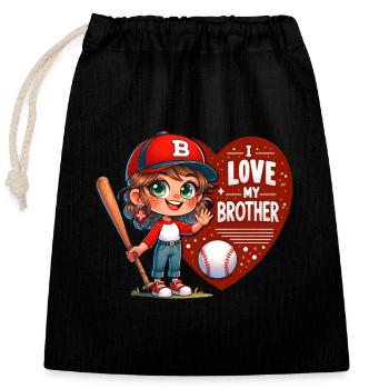 Baseball Sis Cheers pour Bro - Sac cadeau en coton avec cordon (25 x 30 cm) - noir - Devant