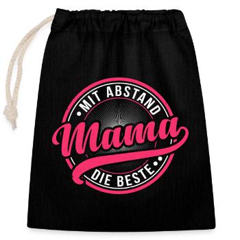 MIT ABSTAND DIE BESTE MAMA - Verschließbarer Geschenkbeutel aus Baumwolle (25x30cm) - Schwarz - Vorne