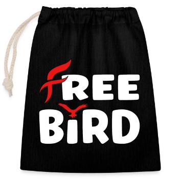 Free Bird - frei wie ein Vogel - Verschließbarer Geschenkbeutel aus Baumwolle (25x30cm) - Schwarz - Vorne