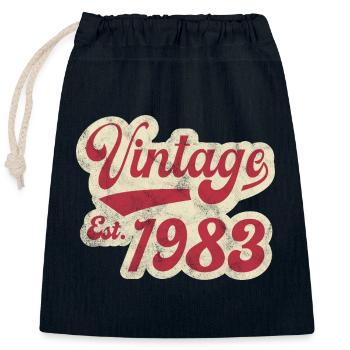 Jahrgang Est 1983 - Verschließbarer Geschenkbeutel aus Baumwolle (25x30cm) - Navy - Vorne