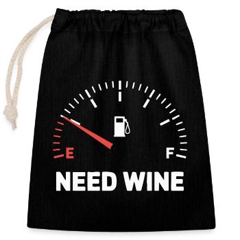 Tank empty – need wine now! - Closable cotton gift bag (25x30cm) - black - Front