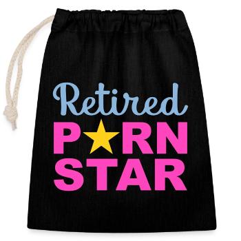 Retired Porn Star - Closable cotton gift bag (25x30cm) - black - Front
