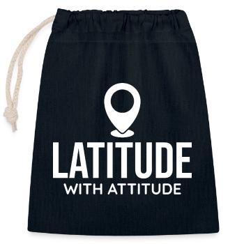 Latitude Attitude Pin Location GIS Analyst - Closable cotton gift bag (25x30cm) - navy - Front