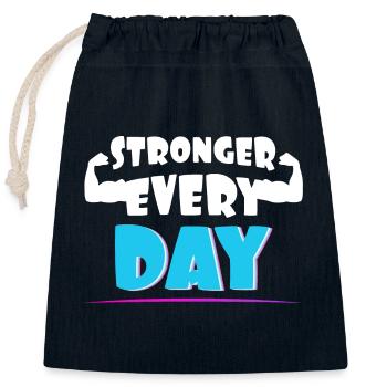 Stronger every day - Closable cotton gift bag (25x30cm) - navy - Front