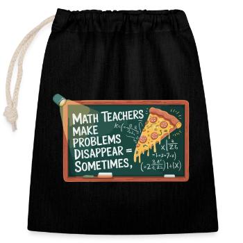 Lustiges Mathelehrer Design Pizza & Probleme lösen - Verschließbarer Geschenkbeutel aus Baumwolle (25x30cm) - Schwarz - Vorne