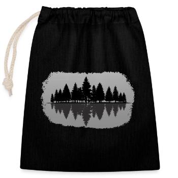 Forêt - Paysage forestier Nature Arbres - Sac cadeau en coton avec cordon (25 x 30 cm) - noir - Devant