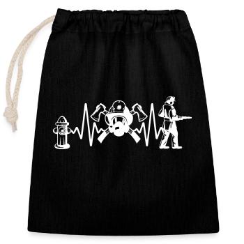 Firefighter fire brigade heartbeat color changeable - Closable cotton gift bag (25x30cm) - black - Front