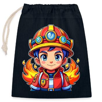Hero in red the firefighter - Closable cotton gift bag (25x30cm) - navy - Front