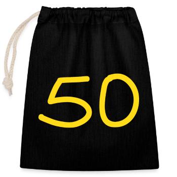 50e anniversaire cinquante numéro jaune - Sac cadeau en coton avec cordon (25 x 30 cm) - noir - Devant
