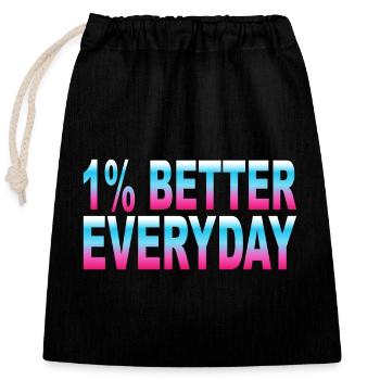 1 % de mieux chaque jour - Sac cadeau en coton avec cordon (25 x 30 cm) - noir - Devant