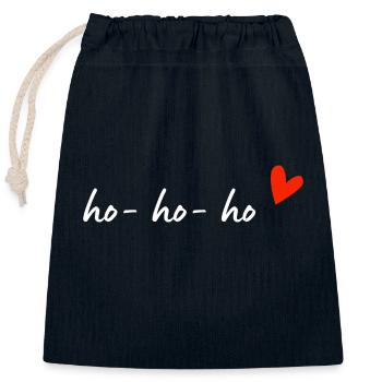 Ho Ho Ho Herz Weihnachten - Verschließbarer Geschenkbeutel aus Baumwolle (25x30cm) - Navy - Vorne