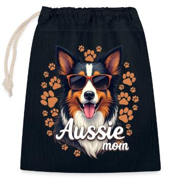 Aussie Mom - Closable cotton gift bag (25x30cm) - navy - Front