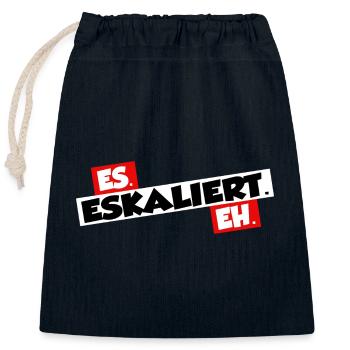 Es eskaliert eh - Verschließbarer Geschenkbeutel aus Baumwolle (25x30cm) - Navy - Vorne