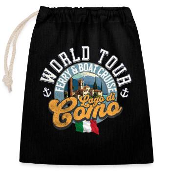 Boat cruise Lago di Como - Closable cotton gift bag (25x30cm) - black - Front