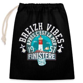 Breizh vibes Finistère - Sac cadeau en coton avec cordon (25 x 30 cm) - noir - Devant