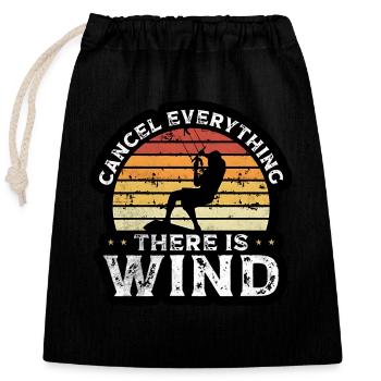 Kitesurfen - Verschließbarer Geschenkbeutel aus Baumwolle (25x30cm) - Schwarz - Vorne