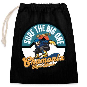 Surf the big one Chamonix Mont Blanc - Sac cadeau en coton avec cordon (25 x 30 cm) - noir - Devant