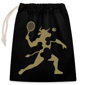 Minimalist Cow Tennis Silhouette - Closable cotton gift bag (25x30cm) - black - Front