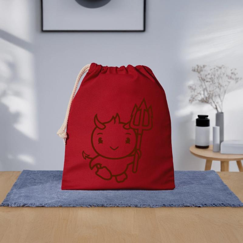 bird devil horns satan trident hell evil cool Closable cotton gift bag (25x30cm)