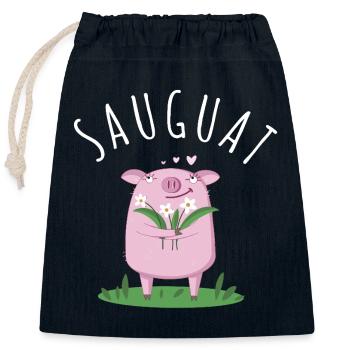 Sauguat Dialekt Spruch Süßes Schwein - Verschließbarer Geschenkbeutel aus Baumwolle (25x30cm) - Navy - Vorne
