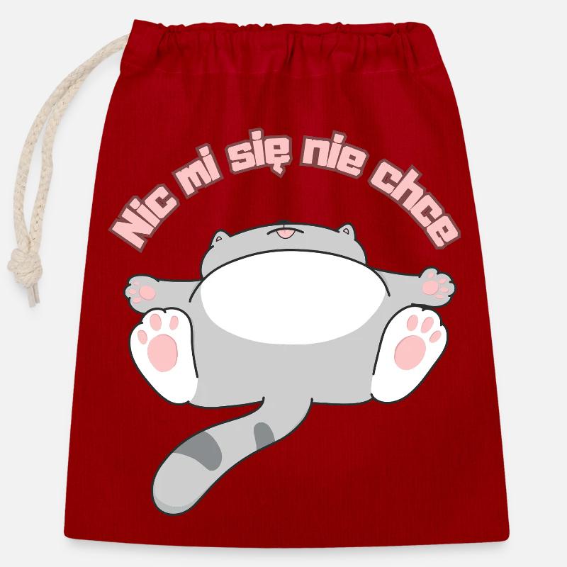 Nic_mi_się_nie_chce - Closable cotton gift bag (25x30cm) - red