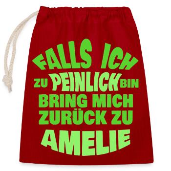 Cadeau pour Amélie - Sac cadeau en coton avec cordon (25 x 30 cm) - rouge - Devant