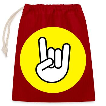 Pommes fourchette cercle jaune - Sac cadeau en coton avec cordon (25 x 30 cm) - rouge - Devant