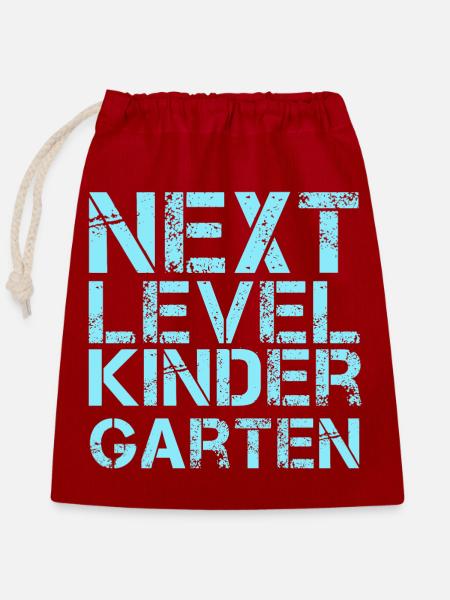 Next Level Kindergarten - Verschließbarer Geschenkbeutel aus Baumwolle (25x30cm) - Rot