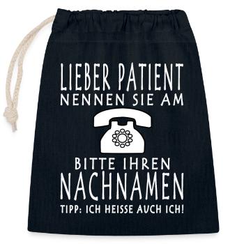 Arzt Arzthelferin Patient Internist Geschenk Witz - Verschließbarer Geschenkbeutel aus Baumwolle (25x30cm) - Navy - Vorne