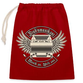 Stubnmusikant - Musik an. Welt aus. | ZiachON! - Closable cotton gift bag (25x30cm) - red - Front