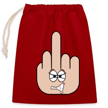 middle finger - Closable cotton gift bag (25x30cm) - red - Front